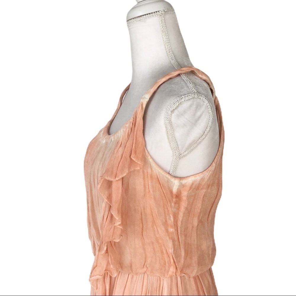 Free People peach orange ruffle sleeveless dress M - Picture 8 of 14